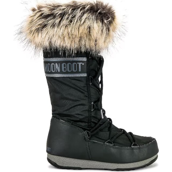 MOON BOOT Monaco WP 2 Faux Fur Collar Tall Boot in Black Women’s Size 5.5 - Picture 1 of 14